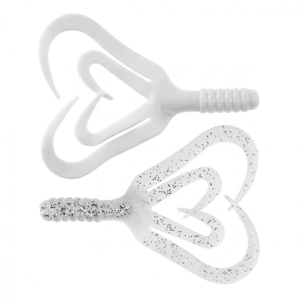 Твистер Helios Credo Four Tail 2,35"/6,0 см, цвет White & Sparkles 10 шт HS-20-002 , 